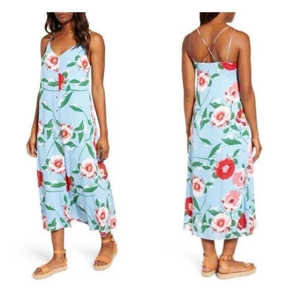 Gibson x The Motherchic Al Fresco Summer Midi Sun Dress Button Front size medium - Picture 1 of 6